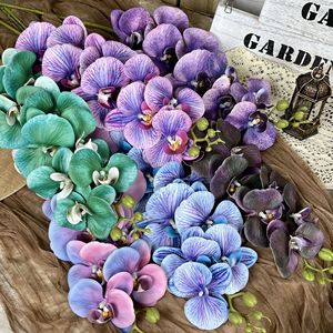 Bouquet d'orchidées Phalaenopsis artificielles à 9 têtes en caoutchouc souple, décoration de mariage, arrangement floral fait main pour la maison et l'extérieur - Product Image 2