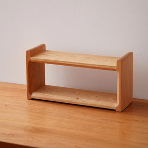 NKOL Eco-Friendly Minimalist Wood Freestanding Desktop Storage Rack Two Shelves for Coffee Mugs <b>Tea</b> Set Organizer Modern Home - Product Image 2
