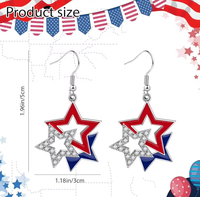 Boucles d'oreilles créoles aux couleurs du drapeau américain, avec strass, charmantes, pour le 4 juillet, Jour de l'Indépendance, cadeau de Noël et de fête