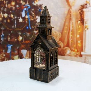 Christmas <b>Lights</b> Led Plastic Church Shape Water Lantern Snow <b>Globe</b> with Battery IP44 for Christmas Decorations - Product Image 1