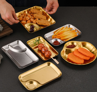 Plateaux de service multifonctionnels en acier inoxydable, assiettes divisées pour snacks, frites, brochettes, traiteur, restaurant, cuisine, vaisselle de table