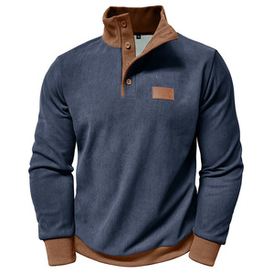 <span class=keywords><strong>Felpa</strong></span> da <span class=keywords><strong>uomo</strong></span> casual autunno inverno 2026 di tendenza, in velluto a coste foderata in <span class=keywords><strong>pile</strong></span>, tinta unita, vestibilità ampia, <span class=keywords><strong>con</strong></span> collo alto, ideale per l'outdoor - Product Image 2