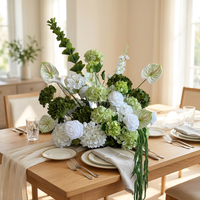 B126 Nouvelle Boule de Fleurs Artificielles Blanches et Vertes pour Centres de Table, Arrangement Floral pour Allée de Mariage, Réception, Fête, Décoration d'Événements