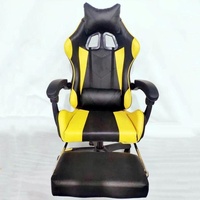 Chaise de jeu de style ARacing, chaise d'ordinateur ergonomique avec repose-pieds, noir et jaune, dossier inclinable réglable, chaise d'e-sport