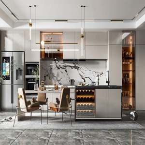 Isla de Cocina Pequeña con Almacenamiento y Asientos, Gabinetes de Cocina de Madera Contrachapada, Gabinetes Hechos a Medida - Product Image 3