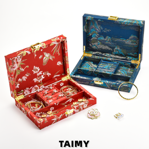 Boîte à bijoux vintage personnalisée en gros avec logo, étui de rangement et de présentation de bijoux en tissu de luxe, étui de voyage portable pour emballage cadeau - Product Image 4