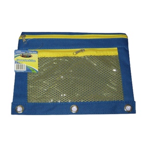 Double Pocket <b>3</b> <b>Ring</b> <b>Binder</b> Mesh Pencil Pouch Oxford Zipper 24*19CM with Metal Grommets for Students & Offices - Product Image 4