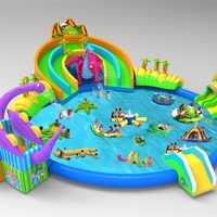 Piscine gonflable de combinaison de toboggan d'eau d'équipement de parc aquatique inspiré du monde de glace matérielle extérieure de PVC pour la barboteuse et l'amusement