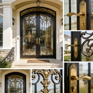 Portes extérieures en fer forgé de qualité supérieure, portes de sécurité au design orné pour maisons de luxe - Product Image 4