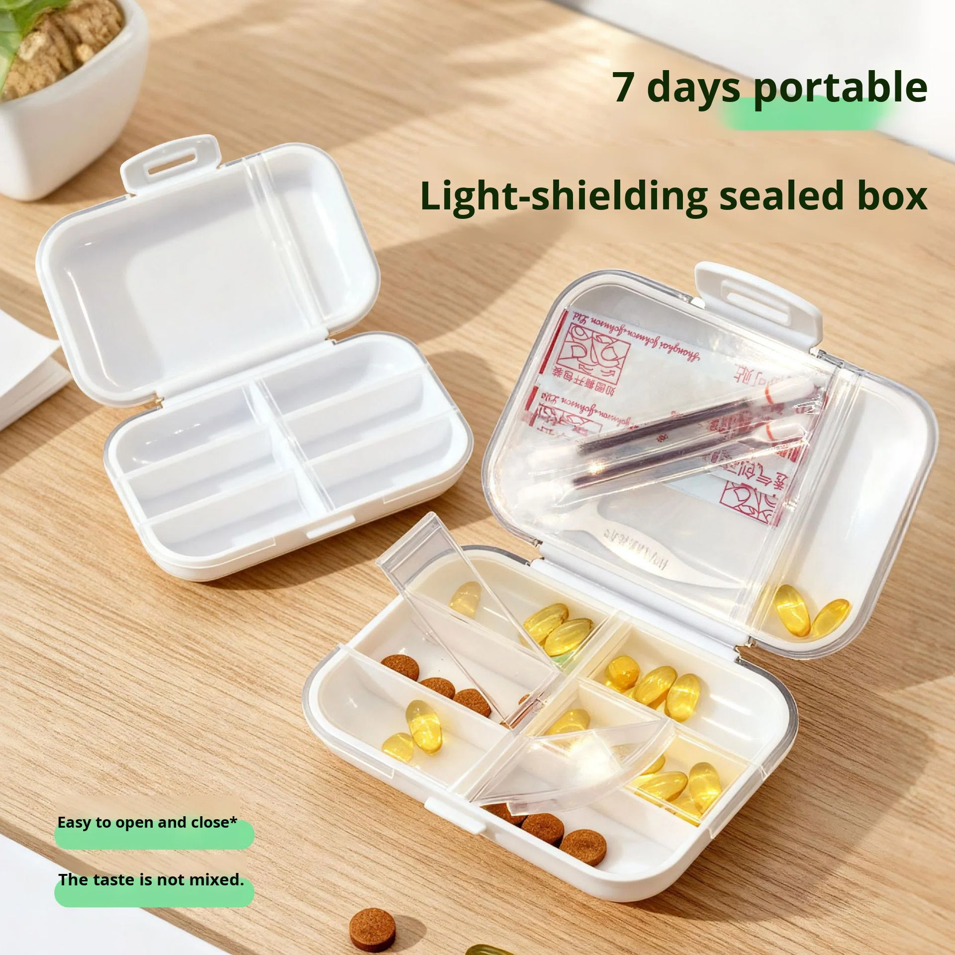 Portable Plastic Pill Box Independent Compartments Non-Interlocking Multifunctional Rectangular Small Box Carrying Medicines