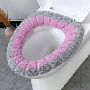 Funda universal para asiento de inodoro, suave y cálida para invierno, cojín de baño en forma de O con asa, accesorios de baño para mantener el calor en invierno - Product Image 3