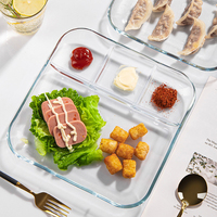 Assiettes en verre trempé Hxglass de 9 pouces et 10 pouces avec séparateurs pour les cantines scolaires et d'entreprise