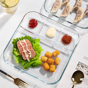 Assiettes en <span class=keywords><strong>verre</strong></span> trempé de 9 pouces avec diviseurs pour adultes au bureau, en classe - Product Image 2