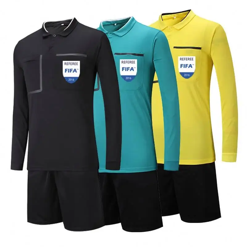 MONETCAT New football referee uniform professional football referee shirt football referee uniform black yellow green