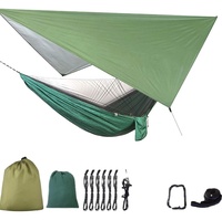 Hamac de camping et de voyage Woqi avec bâche de protection contre la pluie, bâche en nylon et moustiquaire pour l'aventure