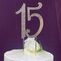 Numéro 15 strass couronne gâteau Topper 15e anniversaire strass gâteau Topper pour mariage fête d'anniversaire décoration de gâteau