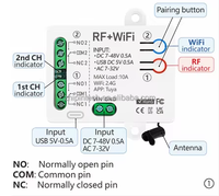 Ce module d'interrupteur intelligent Tuya Wifi DC AC 12v 24v 9v Rf 433mhz, télécommande sans fil, fonctionne avec Alexa Google