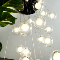Lampes en verre pour salon Salle à manger de luxe Lustres décoratifs en cristal Suspension sphérique et lampe à bulles