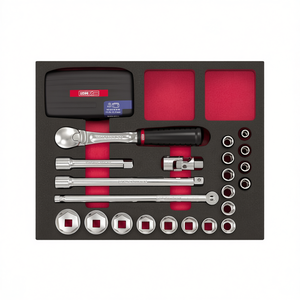 <b>Socket</b> Set 1/4 Inch Drive 12 Pc Metric With Ratchet And <b>Extension</b> Bars For Automotive Repair - Product Image 2