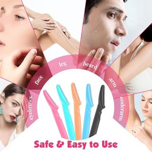 100 rasoirs pour sourcils et visage pour femmes et hommes, rasoirs faciaux multicolores avec protections, sûrs pour les débutants - Product Image 6