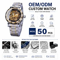 OEM ODM Individuelles Logo Winner 614 Herren Automatik-Skelett-Uhr Edelstahl Luxus Business Leuchtende Mechanische Armbanduhr