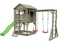 Playhouse en bois extérieur pour tout-petits avec toboggan en plastique Équipement de terrain de jeu pour enfants