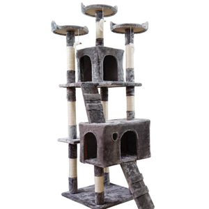 Grande promotion : Arbre à chat en bois avec griffoir en sisal et grande <span class=keywords><strong>maison</strong></span> en peluche - Product Image 6
