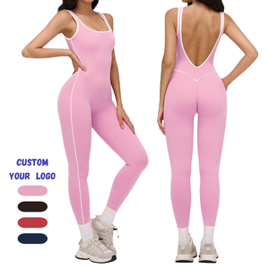 Combinaison de yoga une pièce Naked Feel pour femmes, avec bordure contrastée, col carré, body de sport pour l'entraînement, la course <span class=keywords><strong>à</strong></span> pied et le Pilates - Product Image 1
