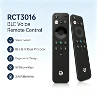 Remote Kontrol Suara IR BLE 16 Tombol untuk Android Box Proyektor TV Protokol Ganda Baterai 2AAA Pabrik OEM ODM