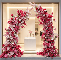 Arche de fleurs artificielles réalistes en forme de rose pour la décoration d'entrée de mariage en extérieur, style naturel