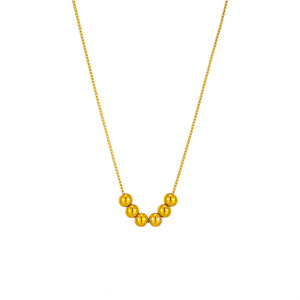 Gold Ball Beaded Titanium Steel Chain Necklace Geometric Design Fashion Jewelry - Product Image 5