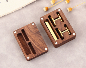 Gemelos <span class=keywords><strong>de</strong></span> madera <span class=keywords><strong>de</strong></span> nogal rústico personalizados, organizador <span class=keywords><strong>de</strong></span> <span class=keywords><strong>almacenamiento</strong></span>, joyero <span class=keywords><strong>de</strong></span> madera pulida personalizado para gemelos y clips <span class=keywords><strong>de</strong></span> corbata - Product Image 6