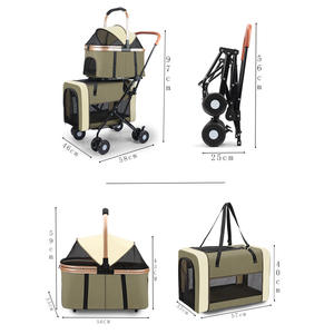 <span class=keywords><strong>Poussette</strong></span> pour animaux de compagnie de luxe pliable à conception séparable, grand espace, détachable, multi-niveaux, 8 roues, <span class=keywords><strong>poussette</strong></span> <span class=keywords><strong>double</strong></span> en métal pour chats et chiens - Product Image 4