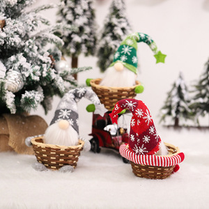 Poupées de Noël en forme de gnome dans un panier, mini figurines pour décoration intérieure, décoration de Noël, 2,9 pouces, en tissu - Product Image 3