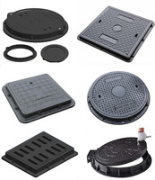 EN124 C250 D400 Carré En Fibre De Verre SMC Composite Gully Grille D'égout pour Système De Drainage D400 FRP Manhole Cover