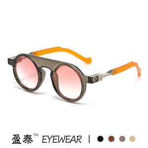 Yingtai Eyewear Round Sunglasses UV400 Plastic Metal <b>Frame</b> Unisex Street Style - Product Image 5