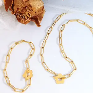 Moda flor não manchar pulseira de aço inoxidável banhado a ouro 18k pulseiras bijoux en acier inoxydable
