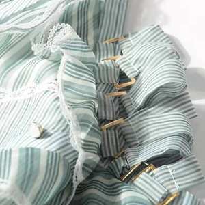 Vestiti delle Donne della molla O Collo <span class=keywords><strong>Maniche</strong></span> <span class=keywords><strong>Lunghe</strong></span> <span class=keywords><strong>In</strong></span> Pizzo Trim Ruffles A Strisce Di Modo Asimmetrico Abiti Firmati - Product Image 5