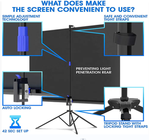 Écran de projection 2026 à succès avec support, écran de projection PVC 4K HD 100'' 4:3/16:9 pour projecteur de films - Product Image 2