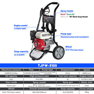 Hidrolavadora de Gasolina de Alta Presión de 3100 psi/213 bar y 7 HP, Equipo de Limpieza de Gasolina de 212 cc, Precio Bajo OEM - Product Image 6