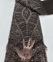 Dentelle française populaire avec sequins et perles, 5 yards, tissus de dentelle pour femmes, collection août 2026
