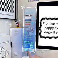 Tableau de messages lumineux à LED Acrylique lumineux auto-adhésif effaçable Bloc-notes de bureau avec design personnalisé-Cadeau intégré