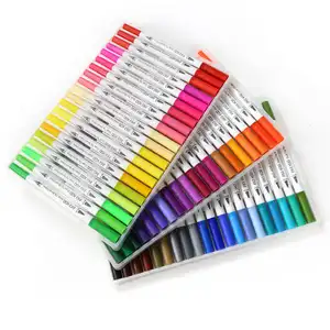 60 80 100 120 사용자 정의 로고 다채로운 듀얼 팁 수채화 브러시 마커 펜 아트 스케치 사용