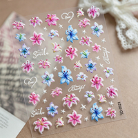 Autocollants pour ongles en forme de fleur de lys en relief 5D, autocollants floraux en forme d'étoile et de lettres, décorations pour ongles en relief 3D pour la manucure