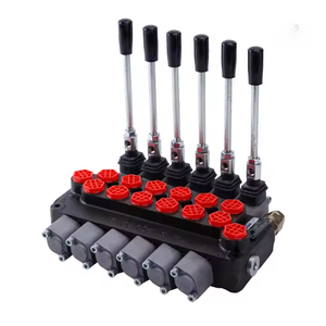 Válvula de Control Hidráulico DCV20-6 20LPM, Válvula Direccional Monobloque con Cuatro Palancas y Tapas Rojas - Product Image 5