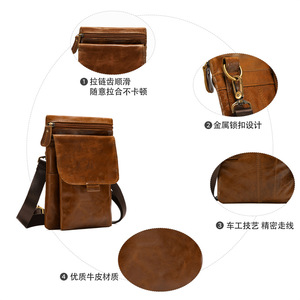Men's Crossbody <b>Bag</b> Genuine Leather <b>Small</b> Size Casual Commuting Phone <b>Bag</b> High Quality Shoulder <b>Bag</b> - Product Image 1