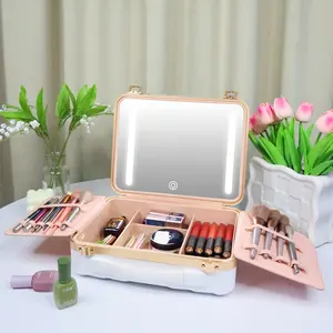 Beauty Cosmetische Case Organisatie Met Fabrieksaanpassing Voor Make-Up Reizen En Led Licht Usb-Lading