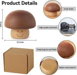 Caja de música de madera con forma de hongo, caja de música con cara sonriente, mini caja de música de madera, linda caja de música - Product Image 4