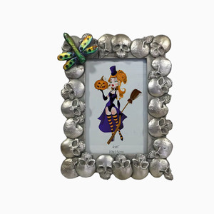 Bạc Gothic Phong Cách <span class=keywords><strong>Skull</strong></span> Head Khung Ảnh Trang Trí Nội Thất Nhựa Con Chuồn Hình Ảnh Khung Cho Halloween Đảng Trang Trí Nội Thất - Product Image 5