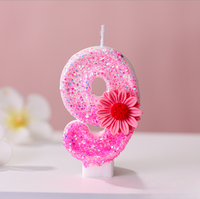 Bougies d'anniversaire sans fumée en forme de marguerite rouge prune pour la décoration de gâteaux de banquet sur le thème de la forêt